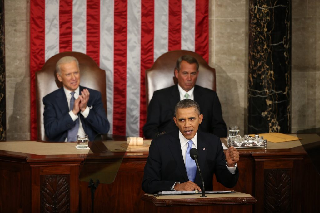 Joe Biden, Barack Obama, John Boehner are posing for a picture